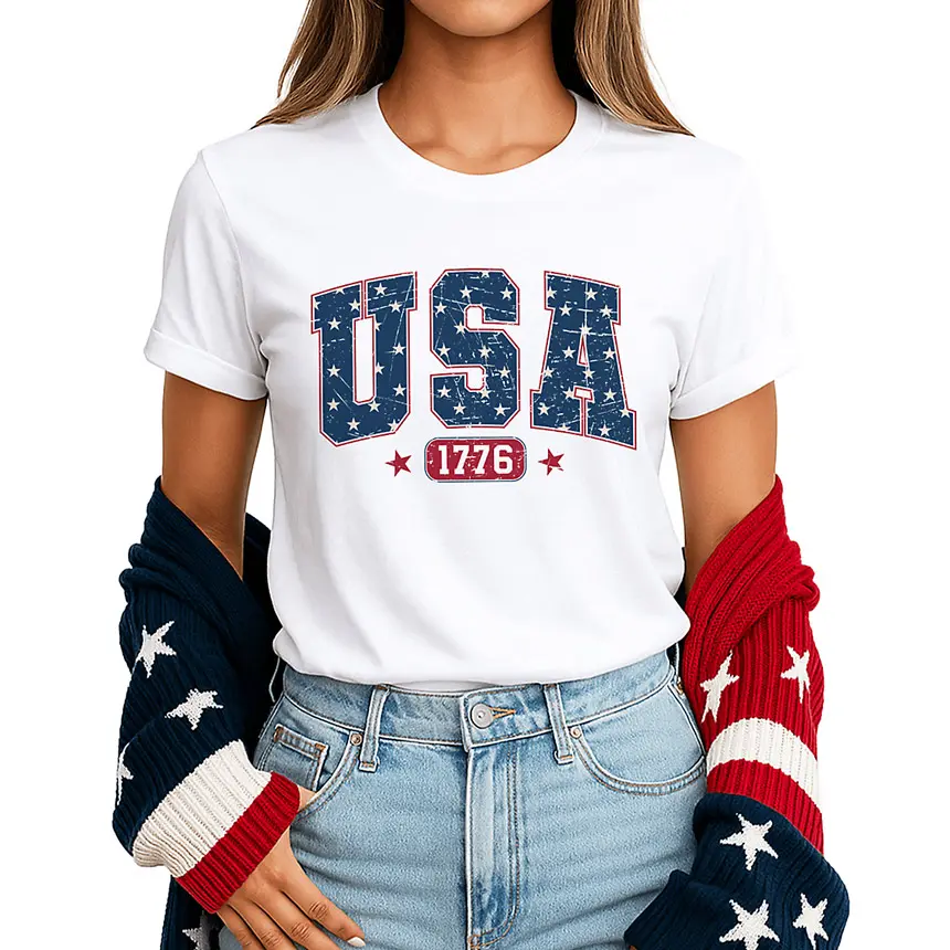 OrnamentallyYou USA 1776 Stars Patriotic Tee