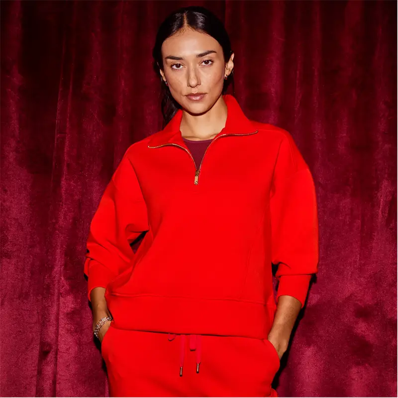 CALIA Women’s Soft Scuba Mock Neck 1/4 Zip