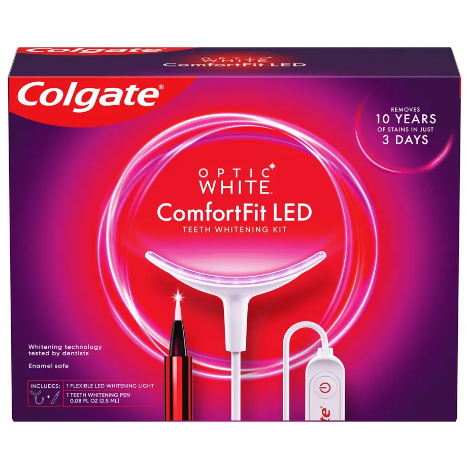 Colgate Optic White ComfortFit Teeth Whitening Kit, LED Hydrogen Peroxide Teeth Whitening Kit