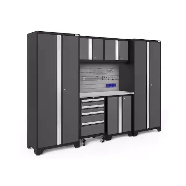 New Age Products Bold Series 7-Piece 24-Gauge Stainless Steel Garage Storage System