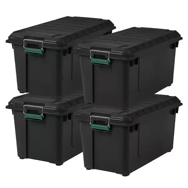 IRIS 21 gal. Remington Weathertight Store-It-All Storage Bin, Black (4-Pack)