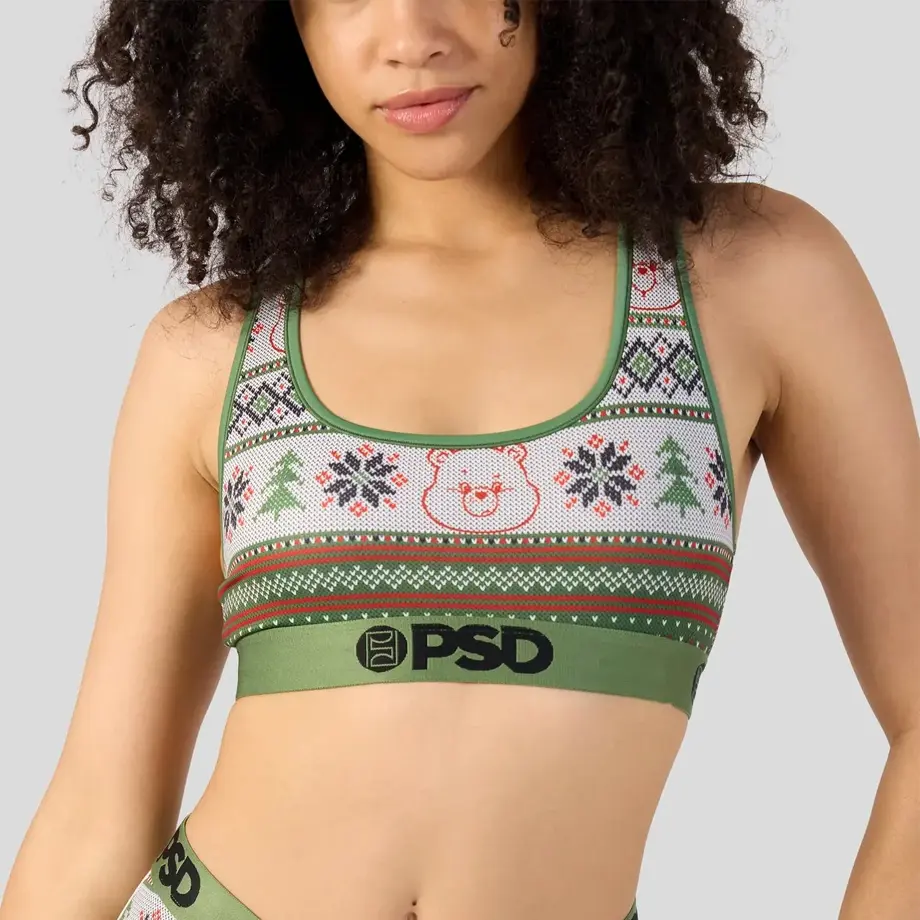 PSD Care Bears Ugly Sweater Sports Bra